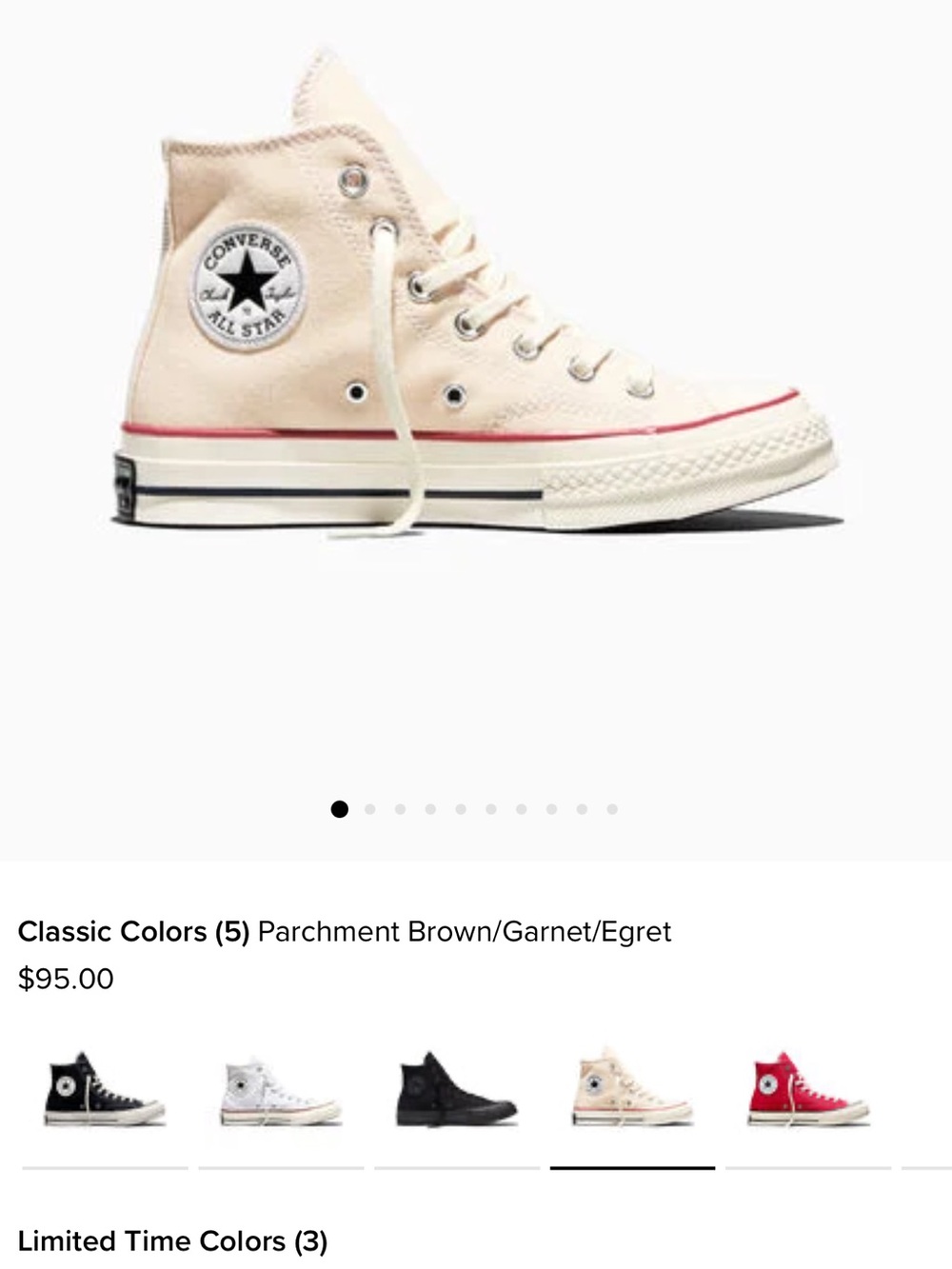 Converse Kids High Top Sneakers in Parchment with Red Trim